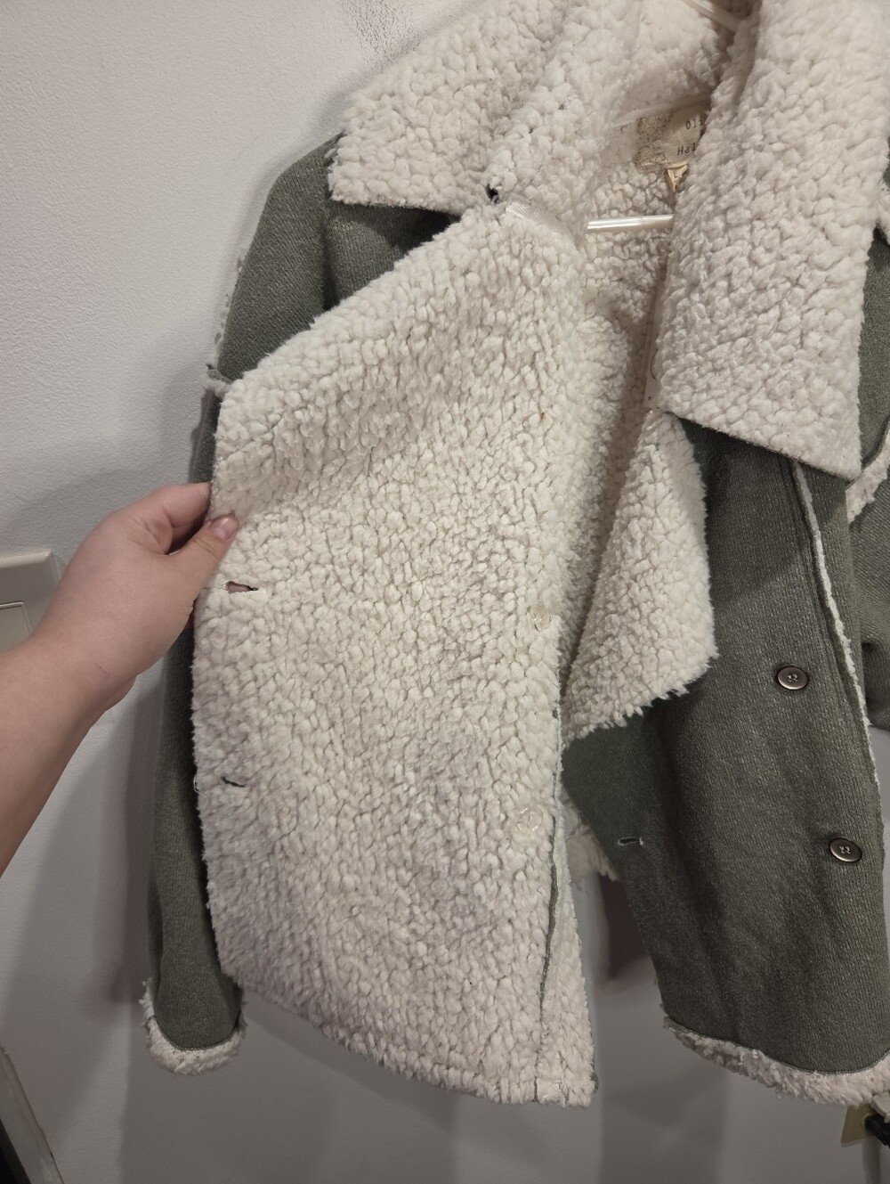 New Oil & Hali Size L Green Oversized Sherpa Trim Jacket - Picture 2 of 6